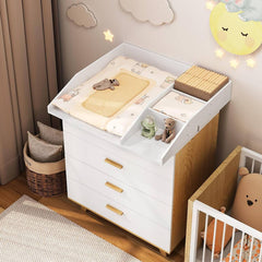 WOLTU Plan à Langer, pour Commode, Plan à Langer avec Compartiment de Séparation, 80x13,5x74,5 cm, Blanc