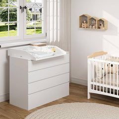 WOLTU Plan à Langer, pour Commode, Plan à Langer avec Compartiment de Séparation, 80x13,5x74,5 cm, Blanc