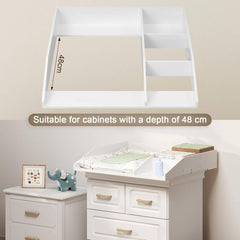 WOLTU Plan à Langer, pour Commode, Plan à Langer avec Compartiment de Séparation, 80x13,5x74,5 cm, Blanc