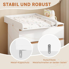 WOLTU Changing unit, Changing unit top 60x10x80 cm, 46.5-50 cm deep, MDF, white