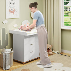 WOLTU Table à Langer pour Bébé, avec Boucles Métalliques, 70x10x80 cm, Blanc