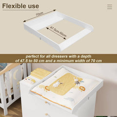 WOLTU Table à Langer pour Bébé, avec Boucles Métalliques, 70x10x80 cm, Blanc