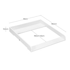 WOLTU Changing table top, changing table top 80x10.5x78.5 cm, 46.5-50 cm deep, MDF, white
