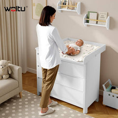 WOLTU Changing table top, changing table top 80x10.5x78.5 cm, 46.5-50 cm deep, MDF, white