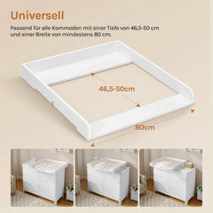WOLTU Changing table top, changing table top 80x10.5x78.5 cm, 46.5-50 cm deep, MDF, white