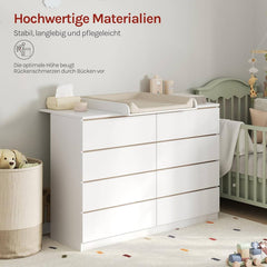 WOLTU Changing table attachment, changing table attachment, with protective edge, MDF, 160x10x80 cm, white