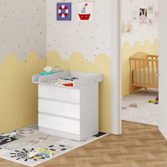 WOLTU Table à Langer, Commode avec 3 Tiroirs, avec Protecteur Anti-basculement