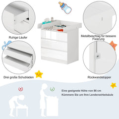 WOLTU Table à Langer, Commode avec 3 Tiroirs, avec Protecteur Anti-basculement