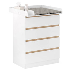 WOLTU Table à Langer avec Kit de Langer Amovible, avec 4 Tiroirs, Hauteur 110 cm
