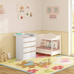 WOLTU Table à Langer avec Kit de Langer Amovible, avec 4 Tiroirs, Hauteur 110 cm
