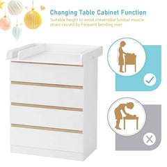 WOLTU Table à Langer avec Kit de Langer Amovible, avec 4 Tiroirs, Hauteur 110 cm