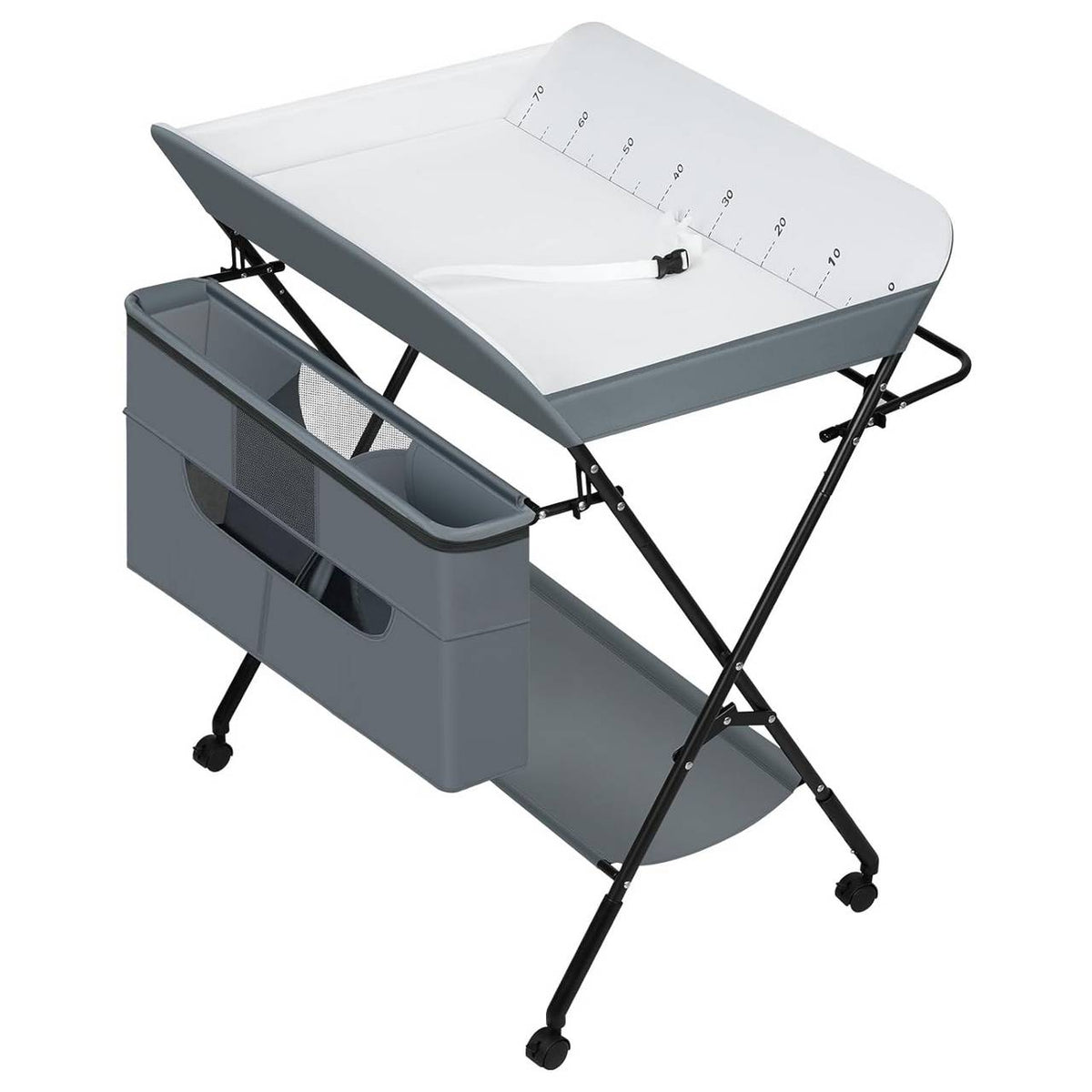 WOLTU Table à Langer, Plan à Langer, Pliable, en Métal et Tissu Oxford, Gris