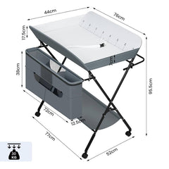 WOLTU Table à Langer, Plan à Langer, Pliable, en Métal et Tissu Oxford, Gris