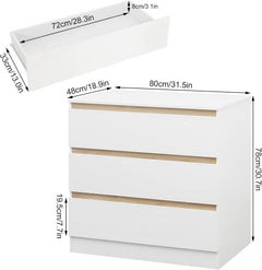 WOLTU Table à Langer avec 3 Tiroirs, Meuble pour Bébé, Blanc