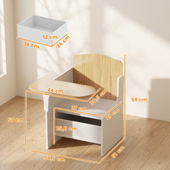 Bureau et chaise pour enfants avec bac de rangement, ensemble table d'activité 2-en-1 pour dessin lecture et jeux, blanc