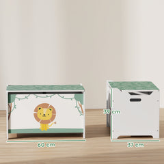 Coffre à jouets avec couvercle, coffre de rangement enfant avec charnières de sécurité, 60 x 37 x 39 cm, vert
