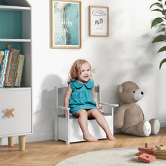 Coffre à jouets pour enfants 2 en 1 et banc avec dossier et accoudoirs - vérin pneumatique 68,5L x 34l x 58H cm