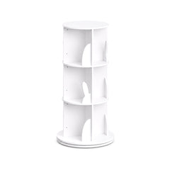 Bibliothèque pivotante enfant motif lapin blanche 3 niveaux sur fond blanc