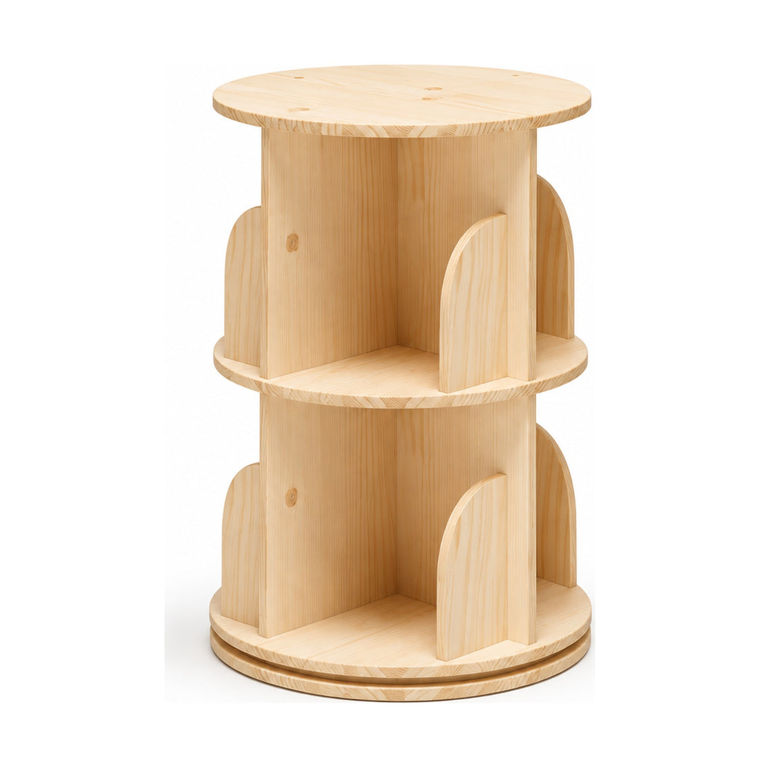 Bibliothèque tournante enfant – Bois de pin, 2 niveaux