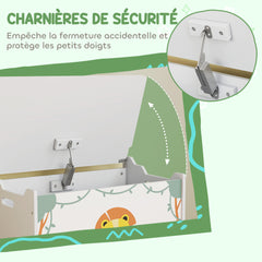 Coffre à jouets avec couvercle, coffre de rangement enfant avec charnières de sécurité, 60 x 37 x 39 cm, vert