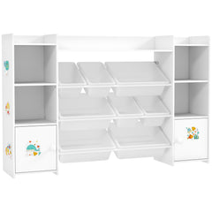 Meuble rangement enfant, étagère de rangement pour jouets enfants avec 8 bacs amovibles, 140 x 30 x 90 cm, blanc