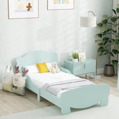 Lit enfant 70x140 cm avec barrières de sécurité thème d'ours pour garçons, filles, âgés de 3 à 6 ans, vert