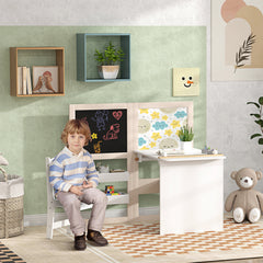 Table enfant avec chaise 3 en 1 avec chevalet pliable étagères de rangement, rouleau de papier - 3 à 8 ans, blanc