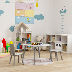Ensemble table et chaises pour enfants, table pour enfant avec 2 chaises, motif animaux pour chambre à coucher gris