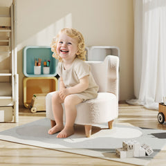 Fauteuil enfants canapé pour enfants avec dossier en forme ours, tissu en polaire teddy, 47 x 43 x 53 cm, beige