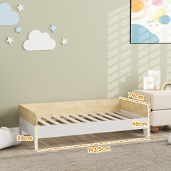 Lit enfant lit avec sommier à lattes avec panneaux latéraux élevés conception basse en bois 143,5 x 74 x 40 cm blanc
