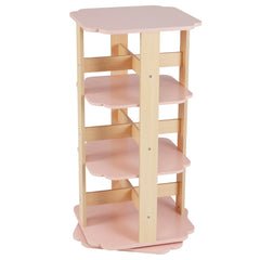 Costway Bibliothèque Rotative Étagère à Livres pour Enfants à 3 Niveaux Tour Rotative à 360° avec 12 Compartiments Support à Livres Rose