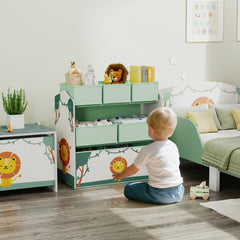 Meuble rangement enfant à 3 niveaux, étagère de rangement pour jouets enfants avec 6 boîtes en tissu amovibles, vert