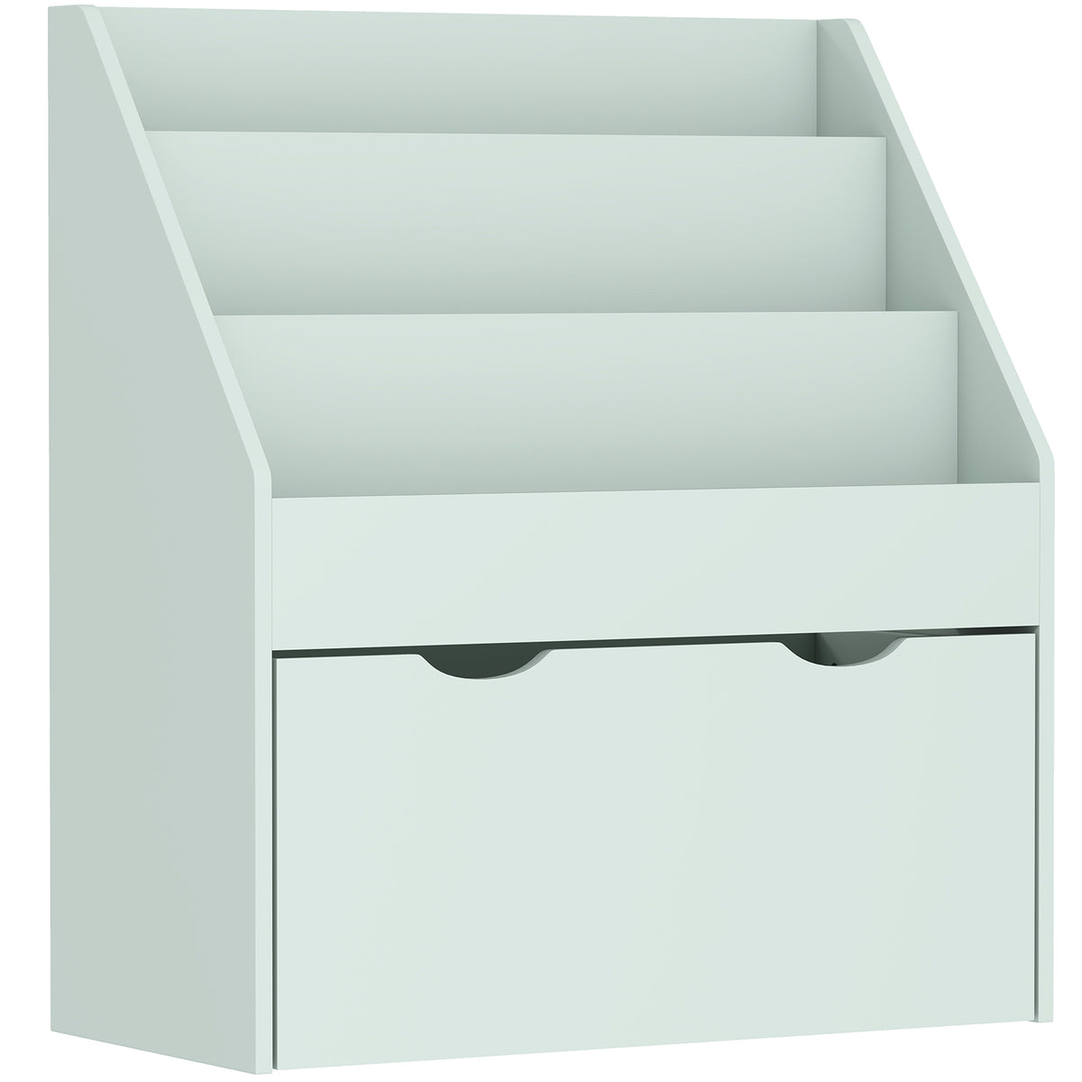 Bibliothèque pour enfants Multi-Rangement avec 3 niveaux d'étagères et un tiroir, 62,5L x 30l x 70H cm, vert