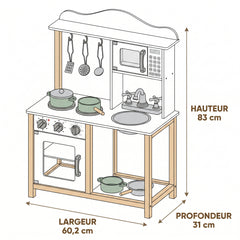 Dimensions cuisine micro-ondes : 60,2 × 31 × 83 cm