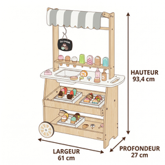 Dimensions chariot glaces : 61 × 27 × 93,4 cm