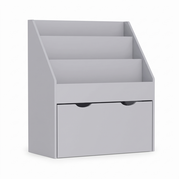 Bibliothèque enfant 3 niveaux et tiroir – fond blanc