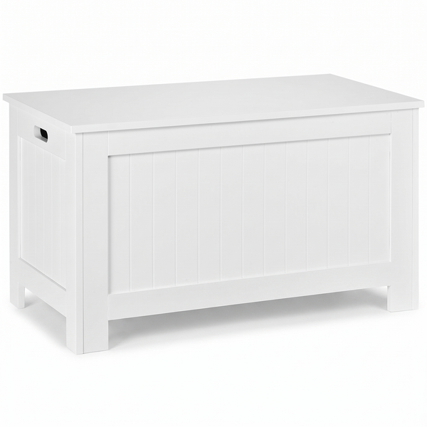 Coffre à jouets enfant – Charnières de sécurité – fond blanc
