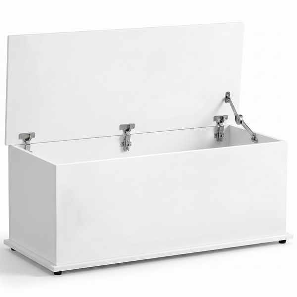 Banc coffre de rangement – Blanc, 100 cm – fond blanc