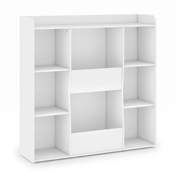 Meuble de rangement enfant – 8 compartiments, blanc – fond blanc