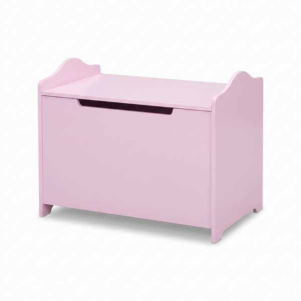 Coffre à jouets enfant – Vérin pneumatique, rose – fond blanc