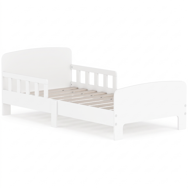 Lit au sol enfant – Barrières de sécurité, blanc – fond blanc