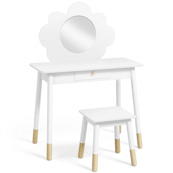 Coiffeuse enfant – Miroir nuage, blanc – fond blanc