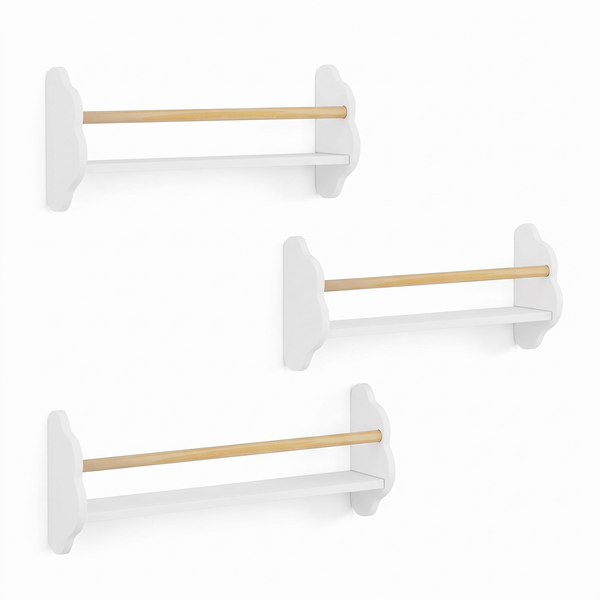 Bibliothèques murales enfant – Lot de 3, pin – fond blanc