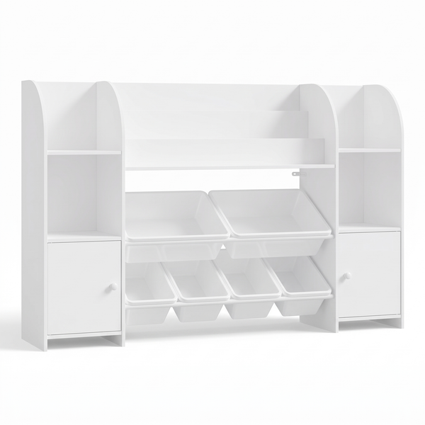 Étagère enfant à jouets – 6 tiroirs, blanc – fond blanc