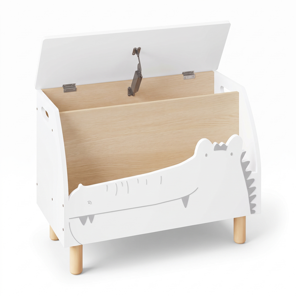 Coffre à jouets enfant – Banc avec couvercle, blanc – fond blanc