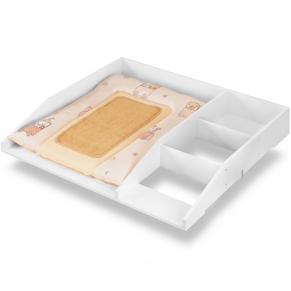 Plan à langer pour commode – Compartiment de séparation, 80 cm – fond blanc