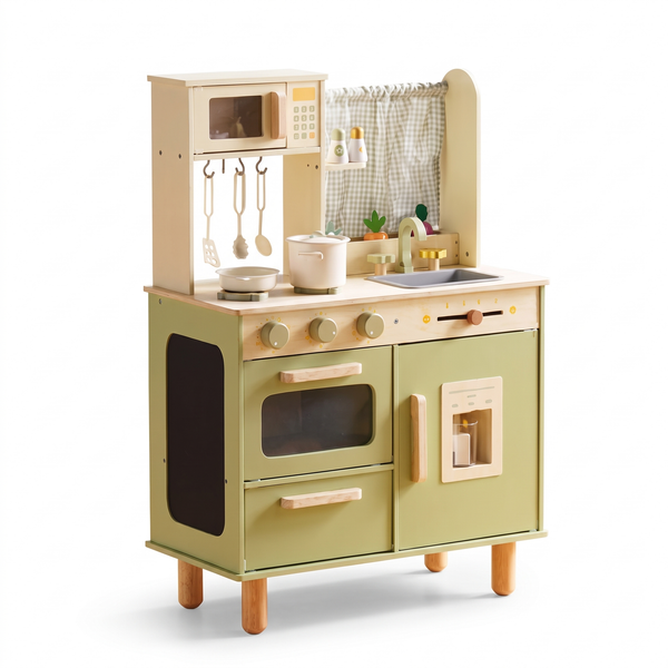 Cuisine enfant en bois – Pieds en bois – fond blanc