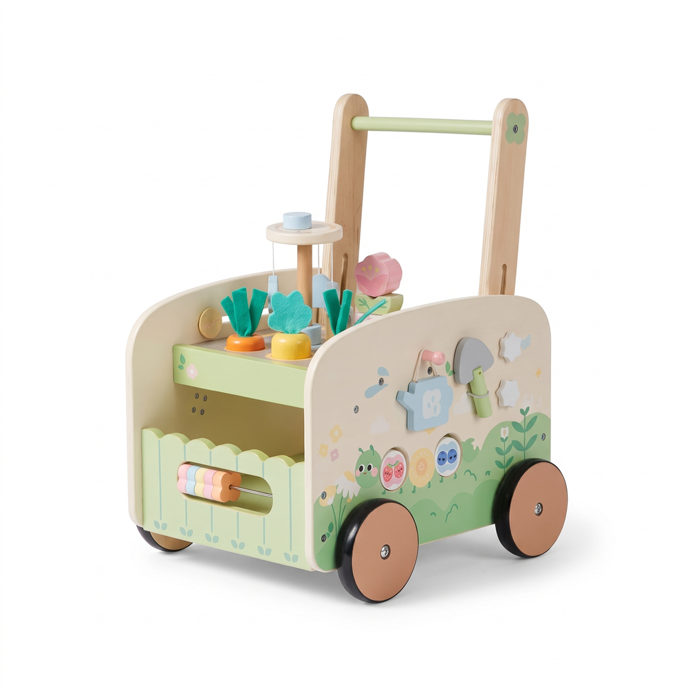 Trotteur enfant en bois – Style jardin – fond blanc