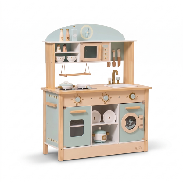 Cuisine enfant en bois – Collection bleu – fond blanc