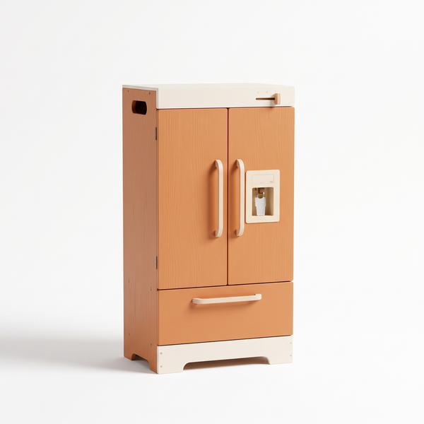 Réfrigérateur enfant en bois – Collection orange – fond blanc